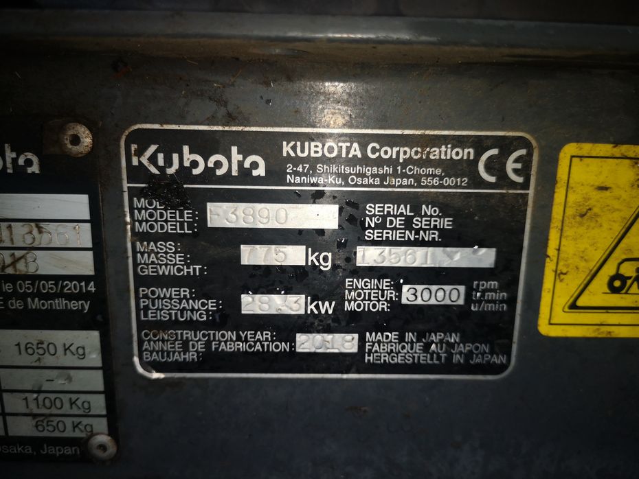 Kubota F3890 med Müthing MU-FM 160 slagleklipper - Redskabsbærere - Baghjulsstyret - 13
