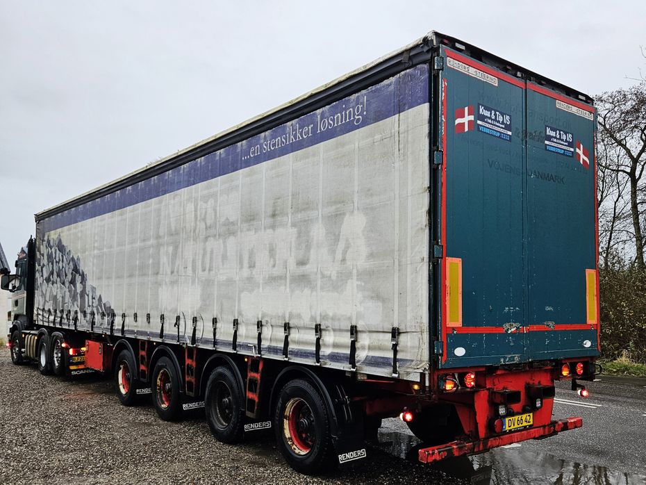 Renders Gardintrailer / nysynet / 4 drejbare aksler / truckbeslag - Lastbiler - Fast kasse - 4