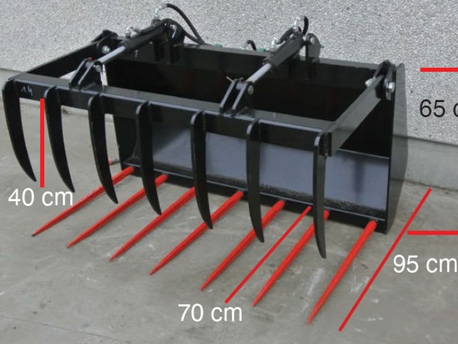 - - - Siloklo Bredde 1,2m-1,6m Volumen 0,41m3-0,57m3 Siloklo med 2 cylindere - Minilæsser tilbehør - Redskaber - 2