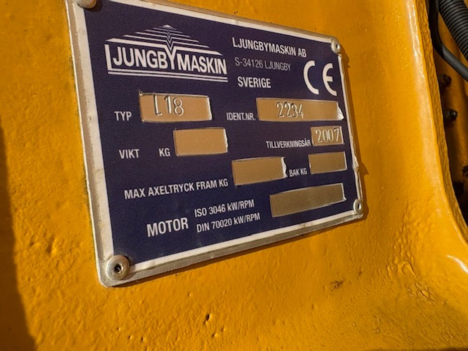 Ljungby L18 CENTRALSMØRING, HYDRAULISK VOLVO BM SKIFTE, 3. FUNKTION - Læssemaskiner - Gummihjulslæssere - 8