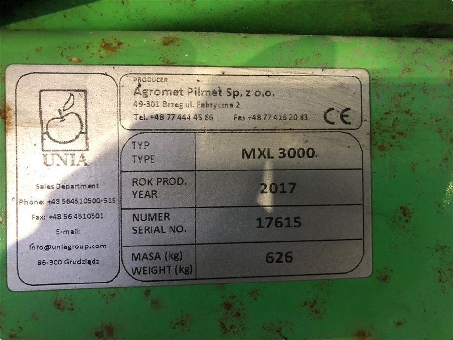 Unia MXL 3000 - Gødningsmaskiner - Liftophængte gødningsspredere - 8