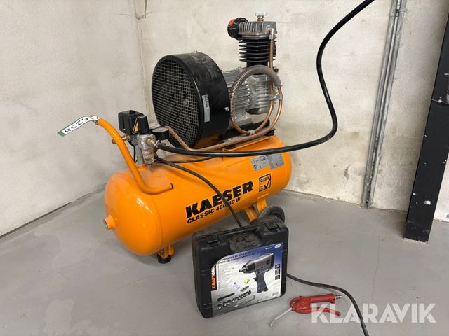 Kaeser Classic 460/50w med slangeoprul, luftnøgle og ledningsoprul.